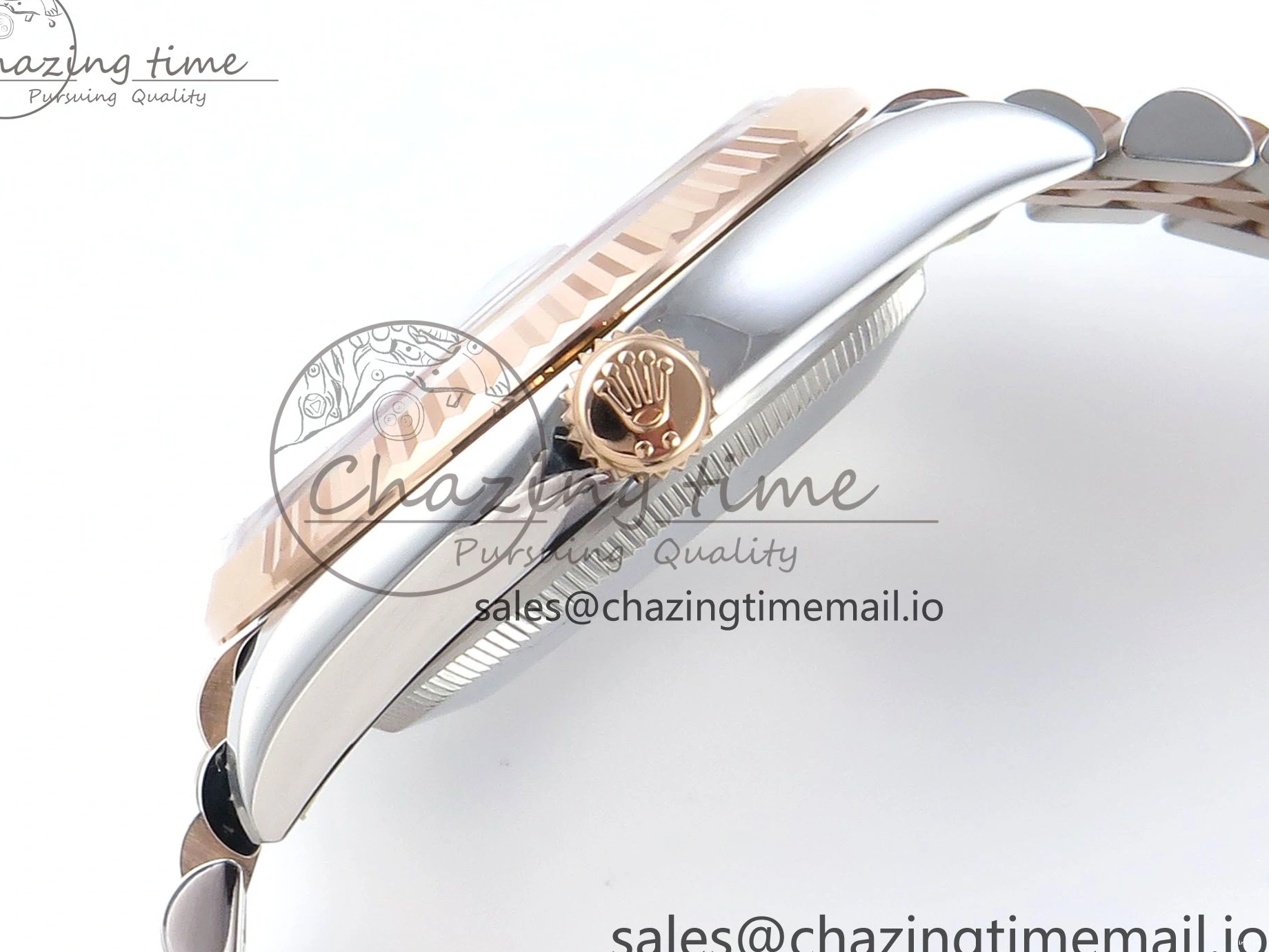 MiroTime 0204 SmoothTexture DateJust 36 126231 EWEF Best Edition Brown Dial Stick Marker on SS RG Jubilee Bracelet A 592